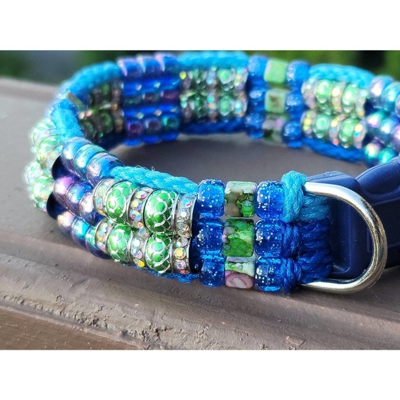 Custom Handmade Beaded Bling Dog Collar - Picture 2 of 2